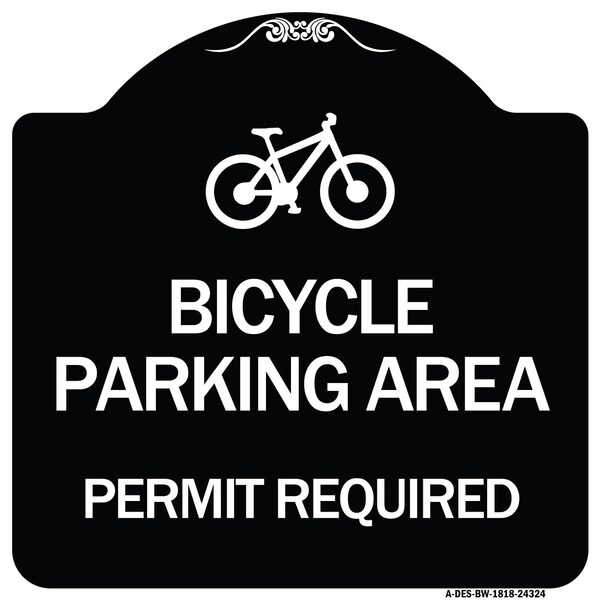 Signmission Bicycle Parking Area Permit Required W/ Graphic Heavy-Gauge Aluminum Sign, 18" x 18", BW-1818-24324 A-DES-BW-1818-24324 - main